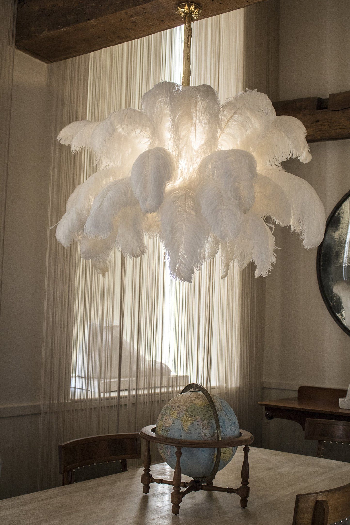Veren Kroonluchter 56 Handgekleurde Pluimen Messing Fitting Goud Zilver Hollywood Glamour Statement Verlichting