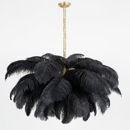 Veren Kroonluchter 56 Handgekleurde Pluimen Messing Fitting Goud Zilver Hollywood Glamour Statement Verlichting
