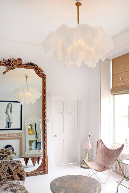 Veren Kroonluchter 56 Handgekleurde Pluimen Messing Fitting Goud Zilver Hollywood Glamour Statement Verlichting