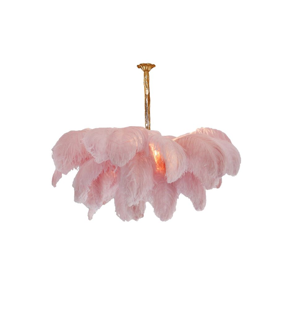 Veren Kroonluchter 56 Handgekleurde Pluimen Messing Fitting Goud Zilver Hollywood Glamour Statement Verlichting