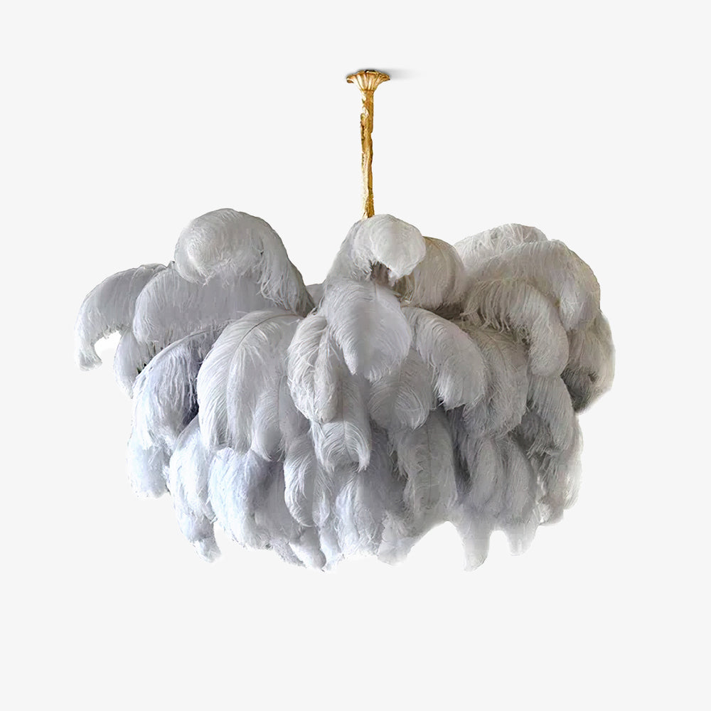 Veren Kroonluchter 56 Handgekleurde Pluimen Messing Fitting Goud Zilver Hollywood Glamour Statement Verlichting
