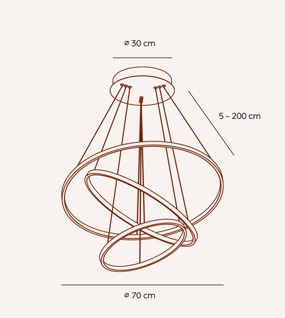 LED Hanglamp Ringen 70-55-40cm Dimbaar Aluminium Design