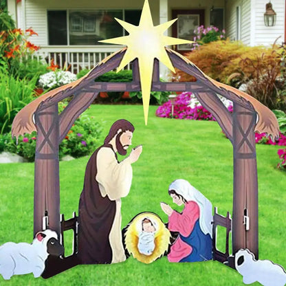 Weerbestendige Kerststal voor Buiten met Figuren – Groot Formaat Geboorte van Jezus Decoratie voor Tuin en Terras