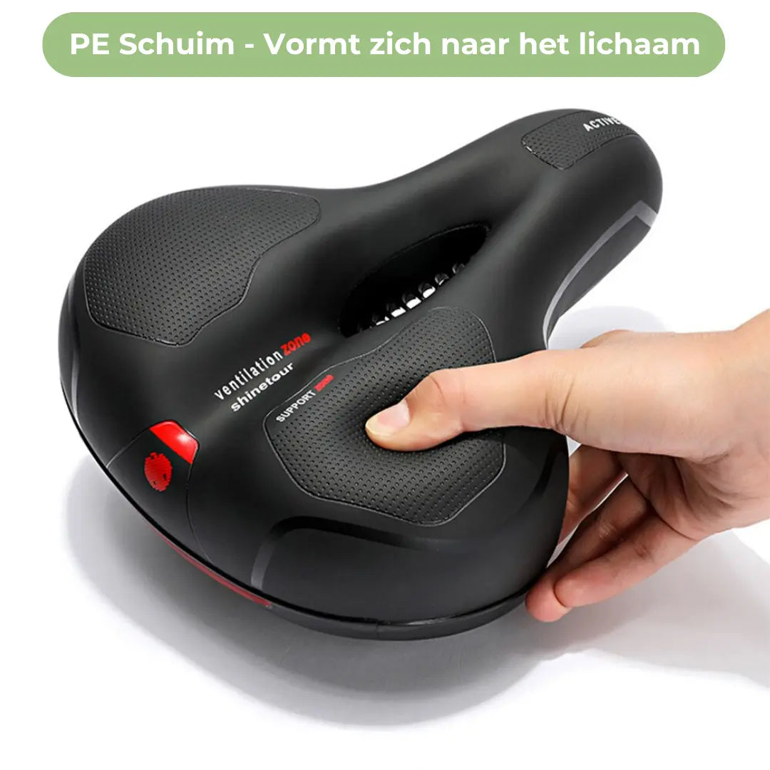 Fietszadel Ergonomisch Geheugen Schuim Waterdicht Kunstleer Zwart Reflecterend Zadelpijn Comfort Lange Tochten Federung Alle Fietsen