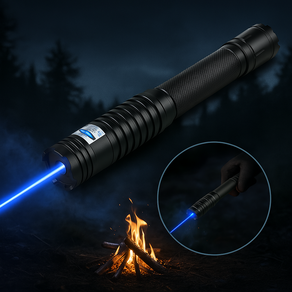 Oplaadbare Zaklamp met Verstelbare Focus Blauwe Lichtbundel voor Outdoor Avonturen Camping Wandelen Nacht