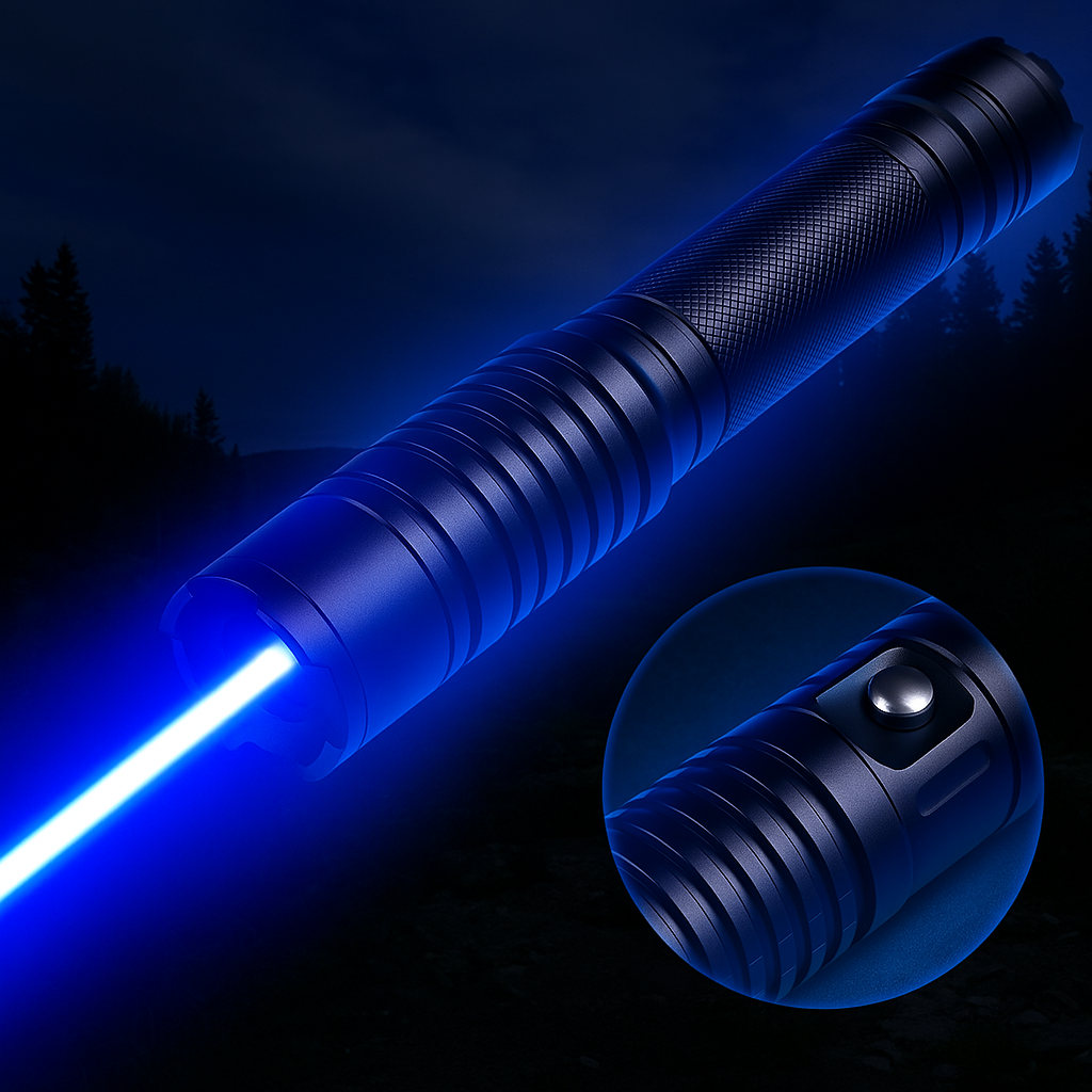 Oplaadbare Zaklamp met Verstelbare Focus Blauwe Lichtbundel voor Outdoor Avonturen Camping Wandelen Nacht