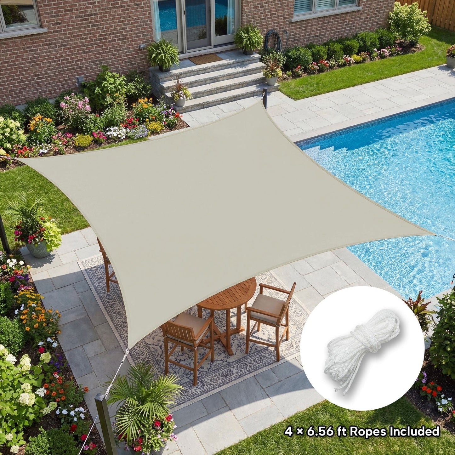 Rechthoekig Waterdicht Schaduwzeil voor Terras Tuin en Zwembad