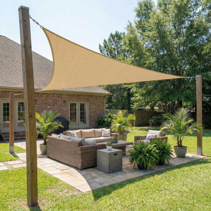 Driehoekig Waterdicht Schaduwdoek voor Terras en Tuin – UV-Bescherming en Privacy – Veelzijdig Zonnezeil