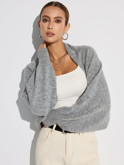 Ova Oversized Vest Dames | Wolmix met Vleermuismouwen, Zwart 1