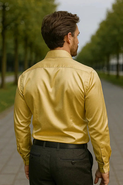 Overhemd Heren Slim Fit | Glanzende Look & Lange Mouw