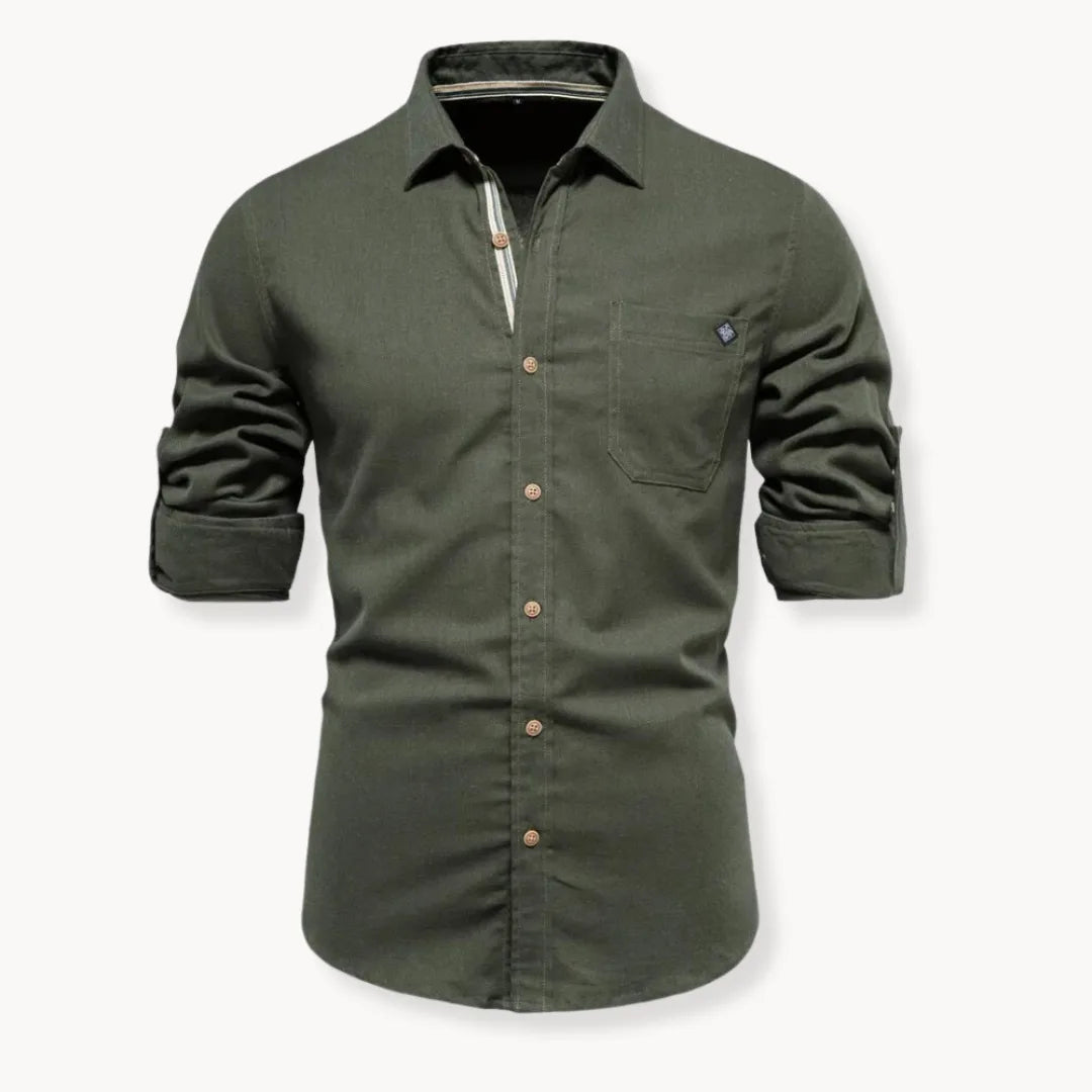 Mannen Overhemd Button-Down Kraag met Borstzak Casual Katoen - StudioMarella
