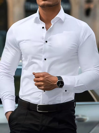 Slim Fit Heren Overhemd Geometrisch Patroon - StudioMarella