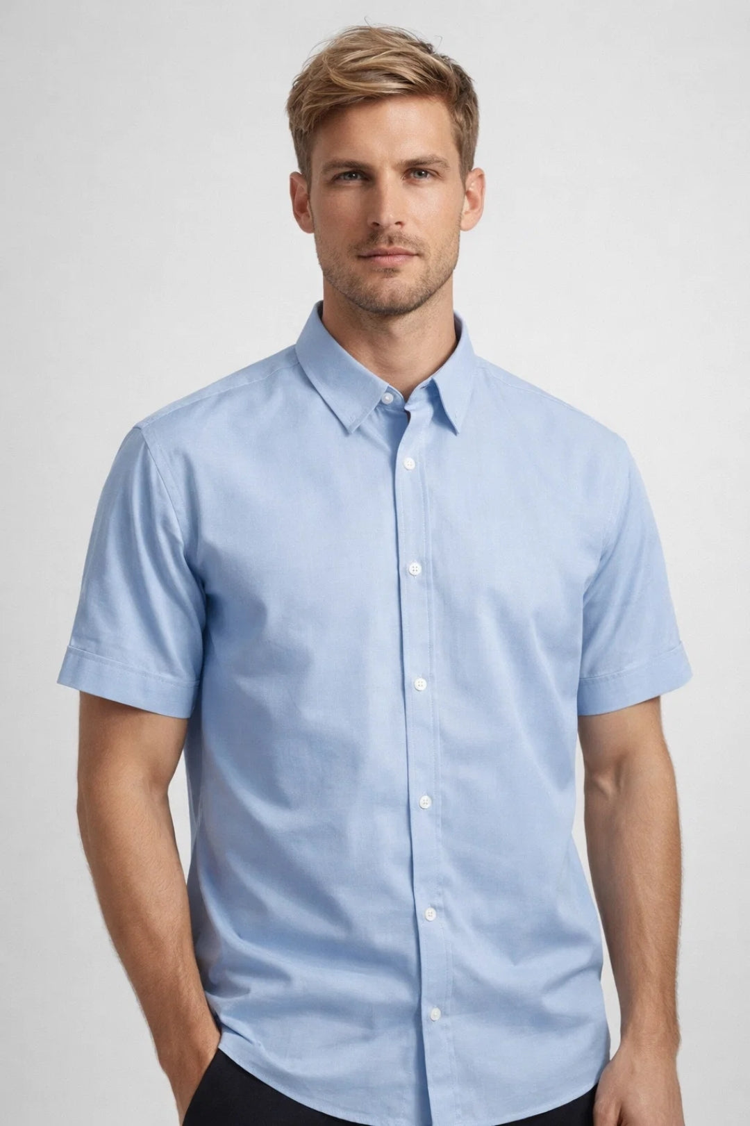 Heren Overhemd Korte Mouw Zomer Casual Blauw - StudioMarella