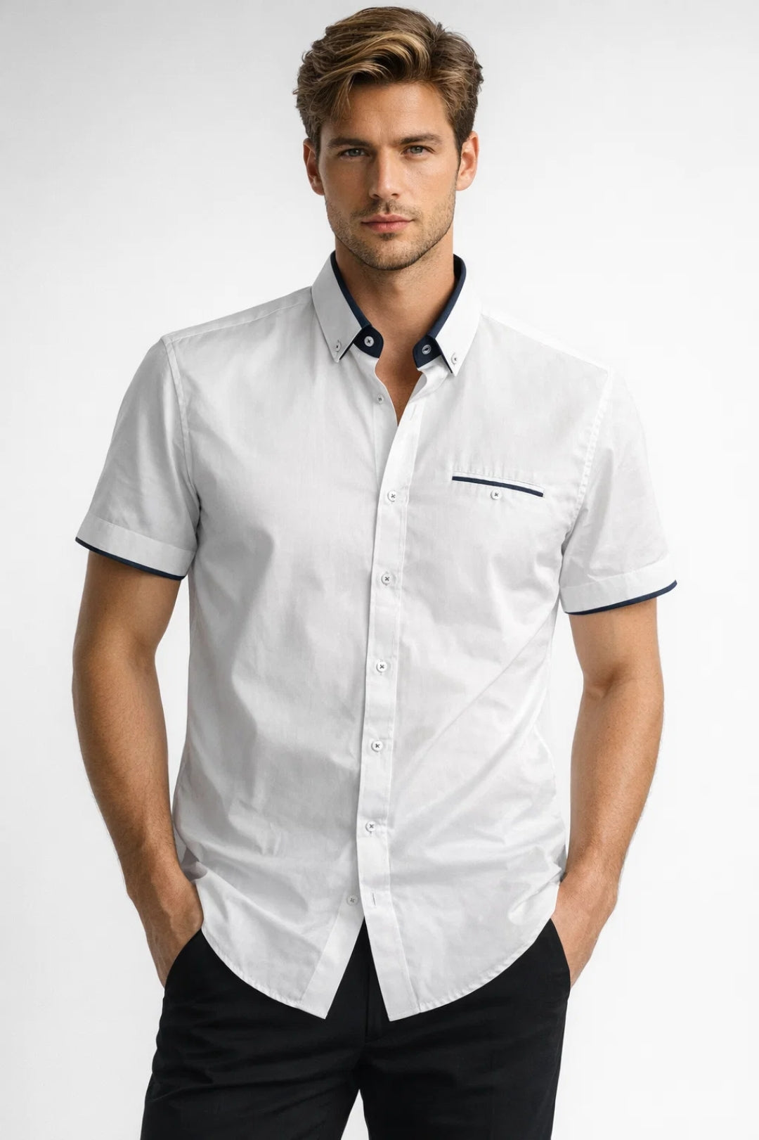 Korte Mouw Overhemd Heren Zomer Elegant Comfortabel - StudioMarella