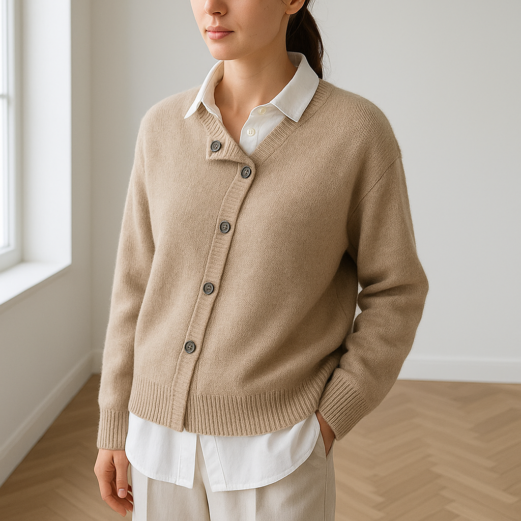 Kasjmier Knoopvest Oversized V-hals Warm en Zacht - StudioMarella