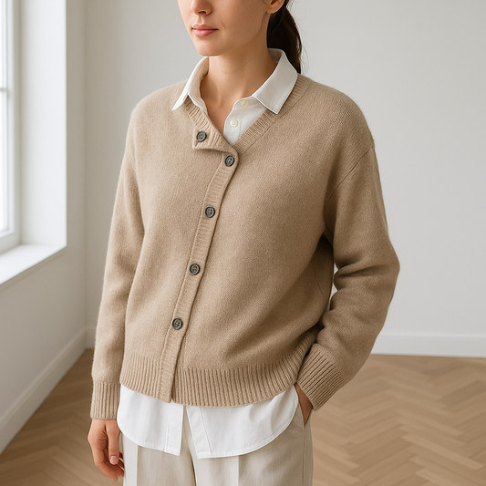Kasjmier Knoopvest Oversized V-hals Warm en Zacht - StudioMarella