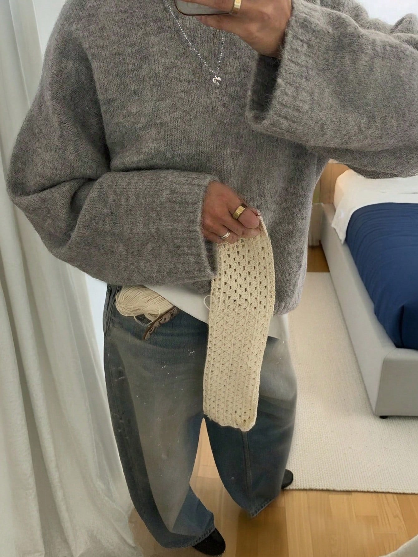Oversized trui met ronde hals en lange mouwen