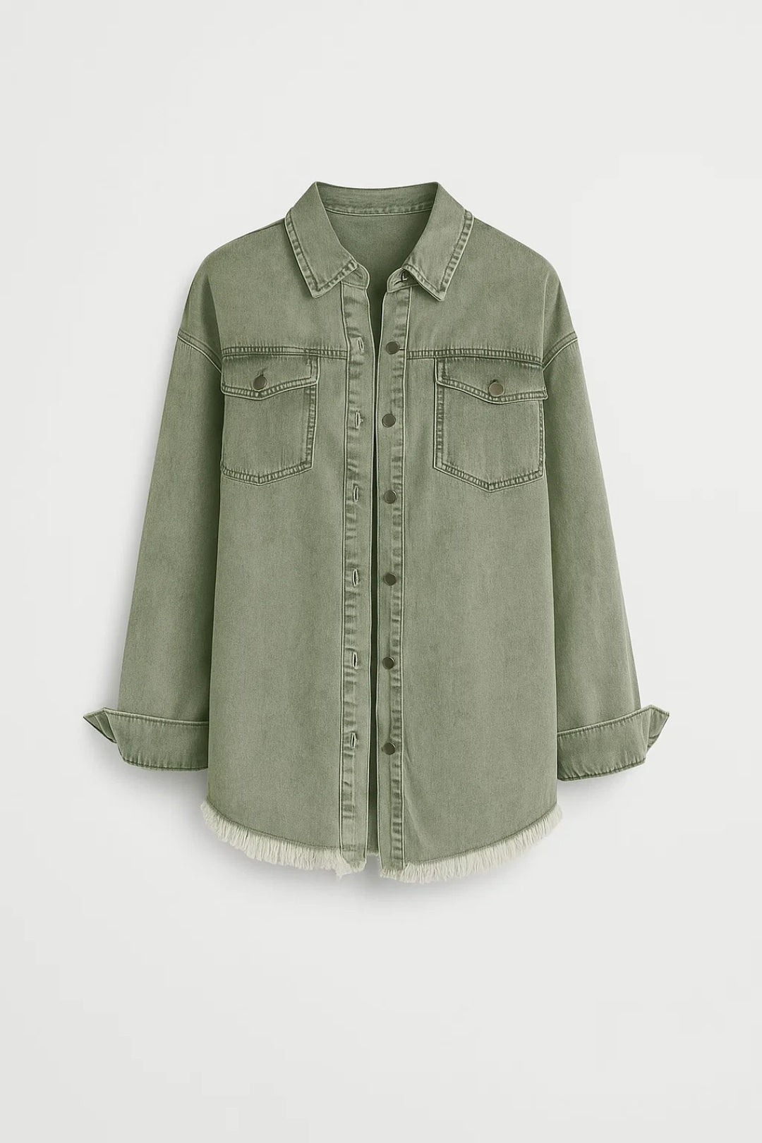 Dames Korte Jas Oversized met Borstzakken en Franje