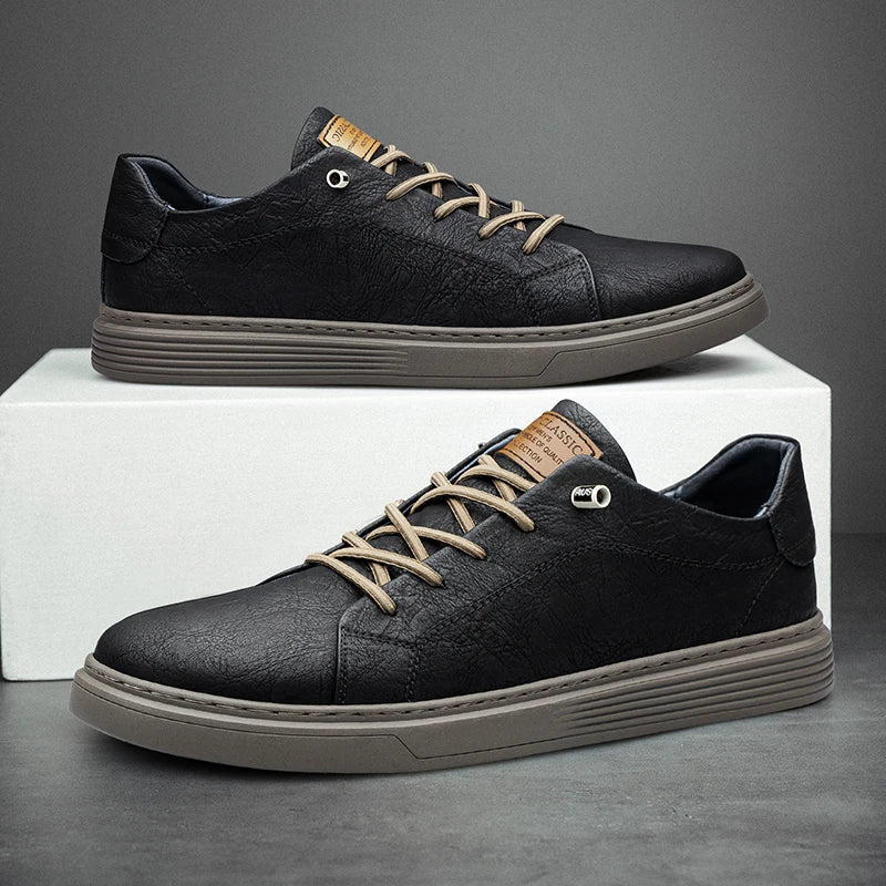 Leren Sneakers Italiaans Design Oxfords Stijl
