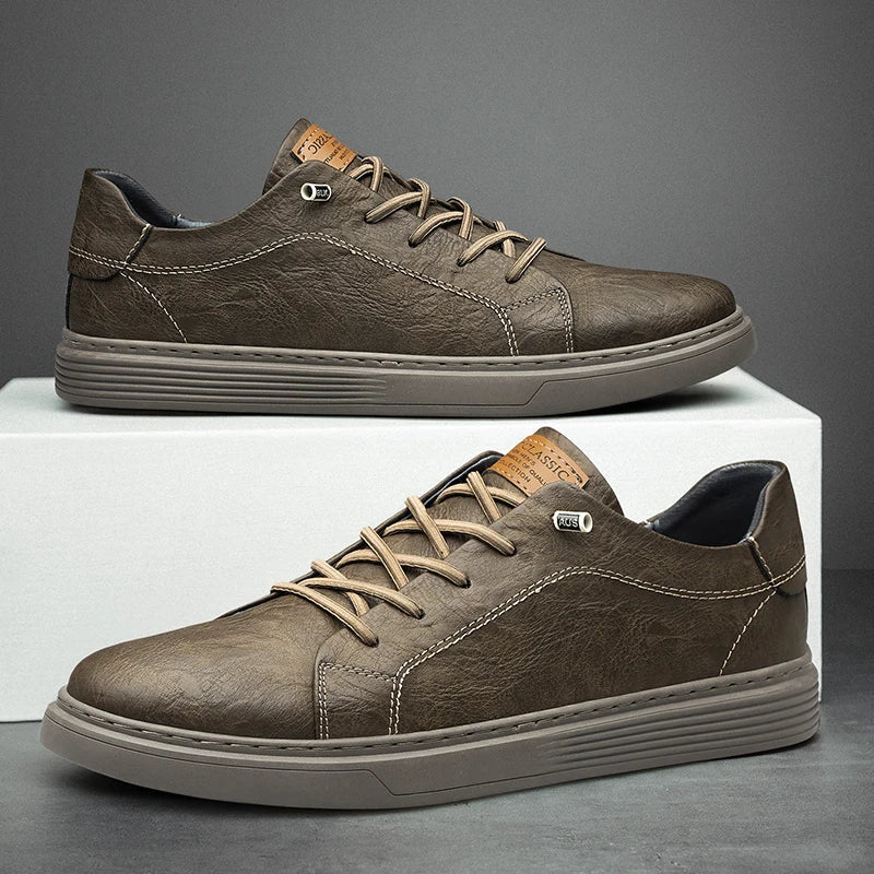 Leren Sneakers Italiaans Design Oxfords Stijl