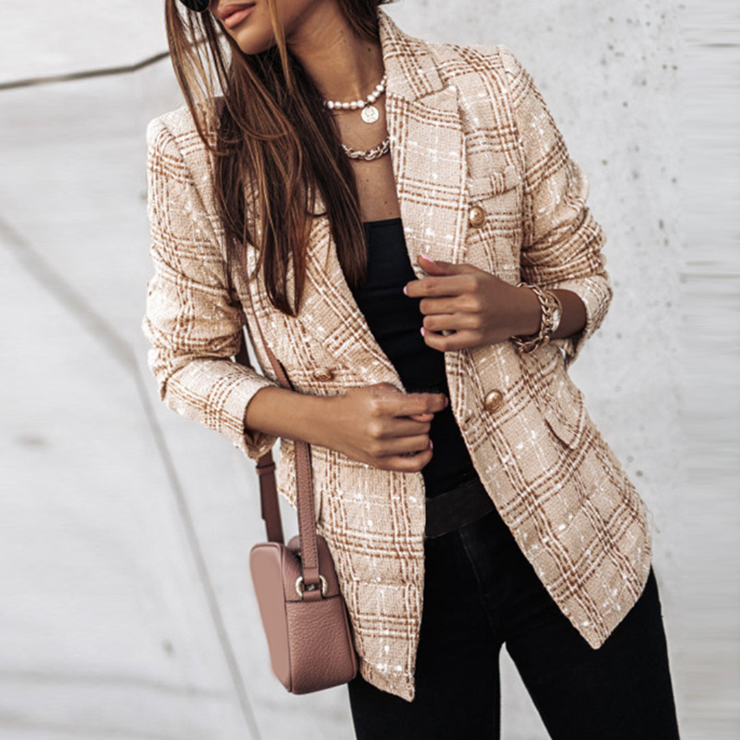 Dames Blazer Geruit Stijlvol Modern Georgette Stof