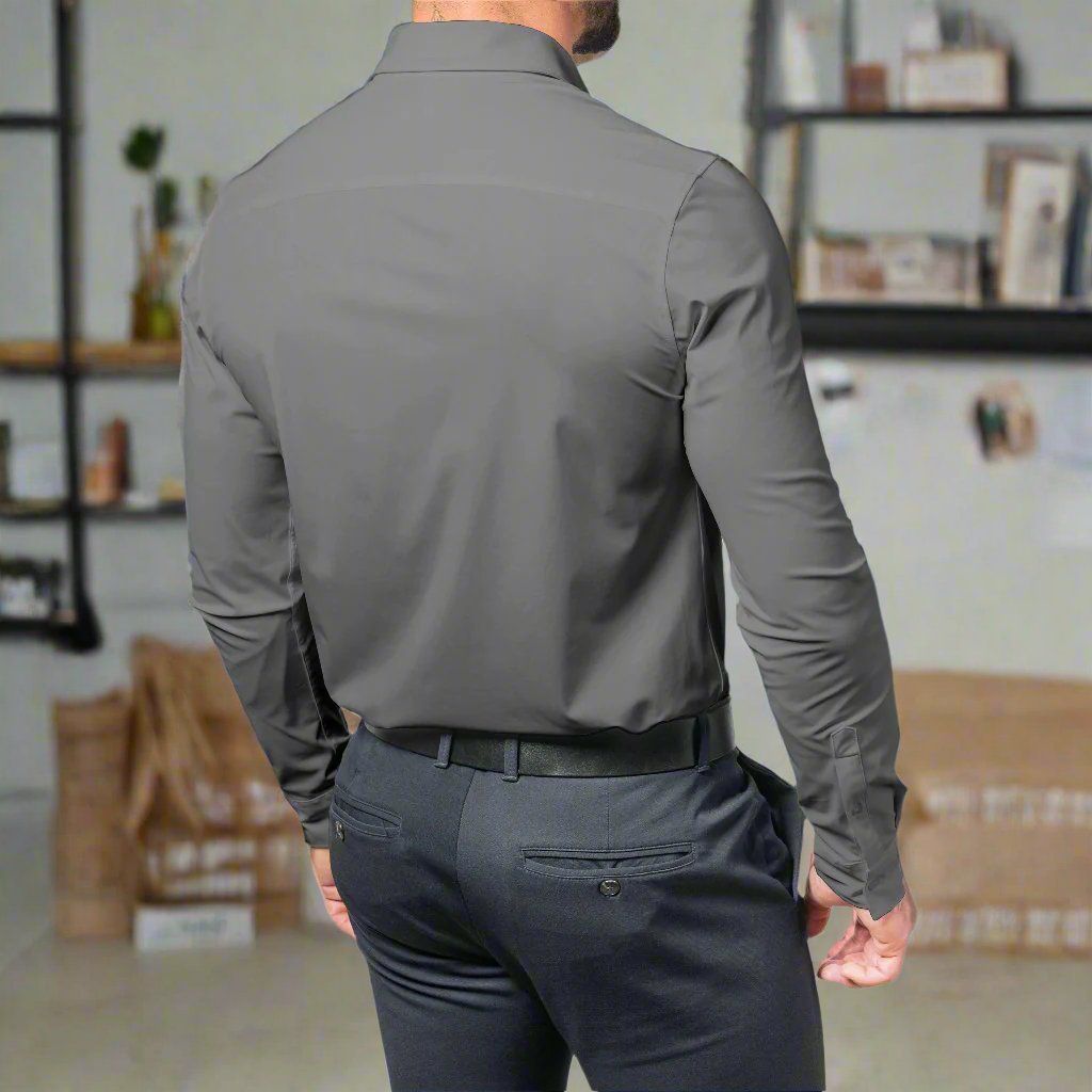 Mannen Overhemd Slim Fit Stretch Stof Hoge Kwaliteit