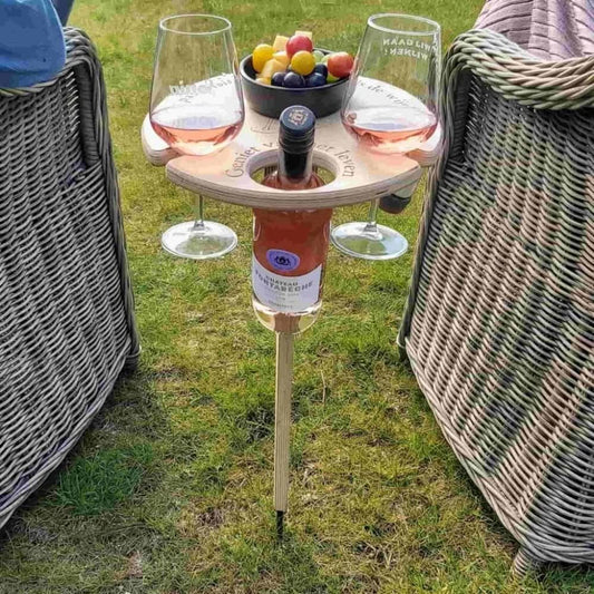 Draagbare Wijntafel voor Picknick & Outdoor – Wijn en Glazen Veilig Buiten