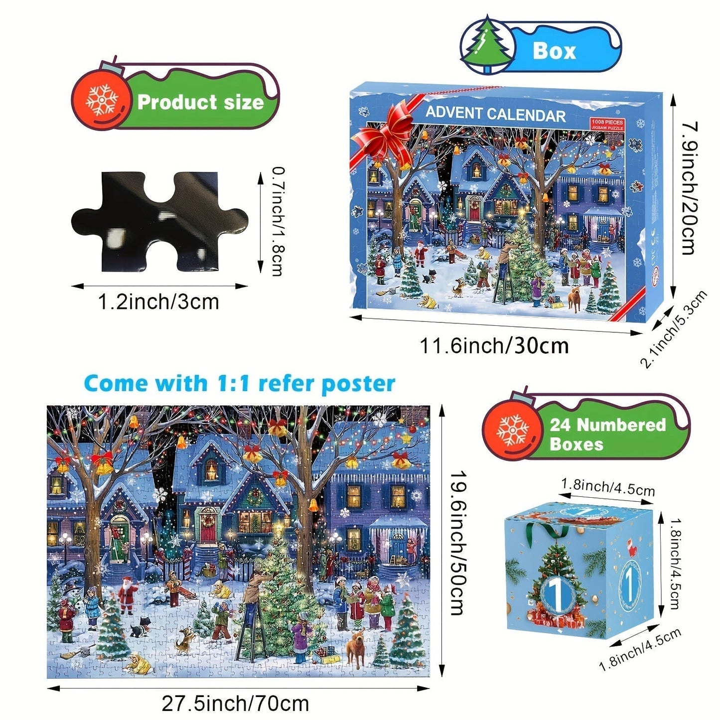 Kerst Adventskalender met Dorp Figuurtjes