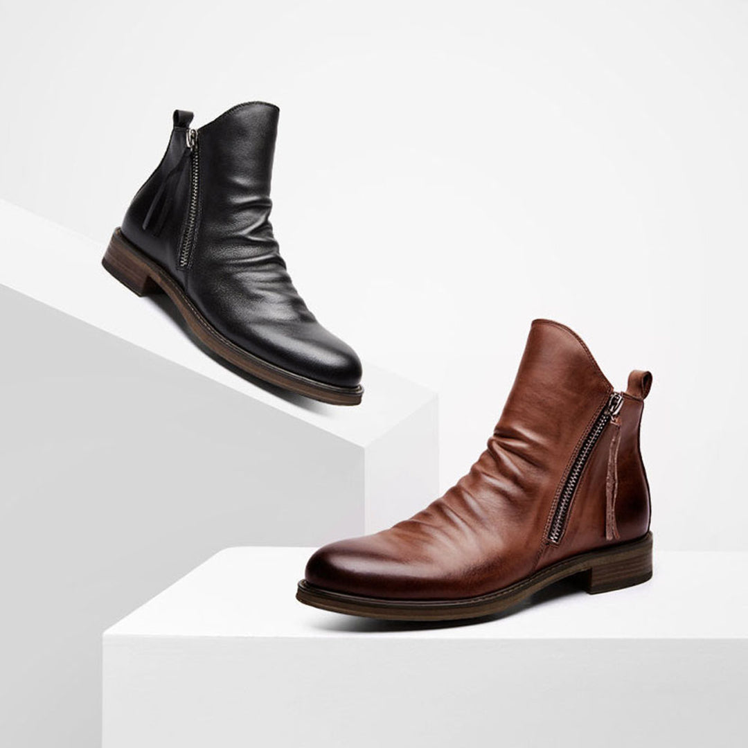 Leren Chelsea Boots Mannen Elegant Design Zwart