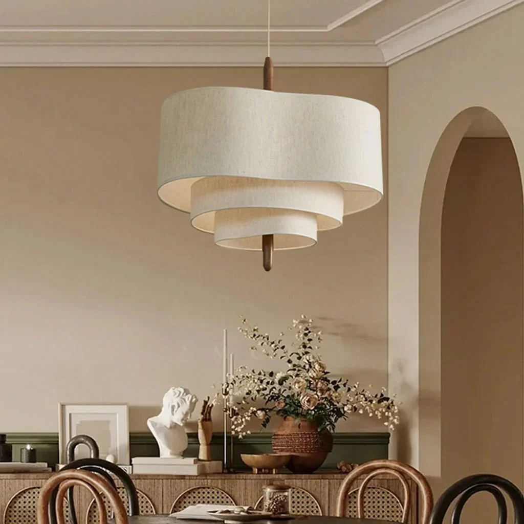 Stoffen Hanglamp voor Woonkamer & Eettafel | Design Plafondlamp in Japandi Stijl