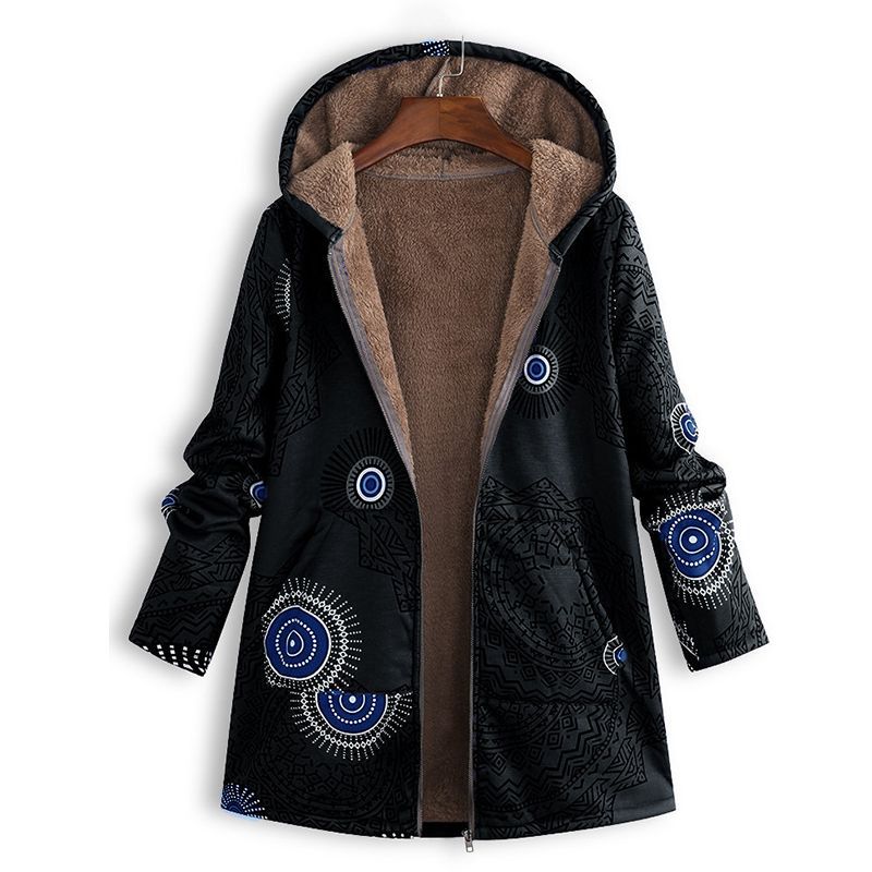 Vrouwelijke Fleece Jas Warm met Bohemian Print
