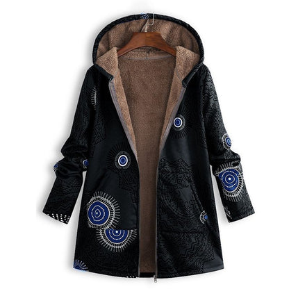 Vrouwelijke Fleece Jas Warm met Bohemian Print