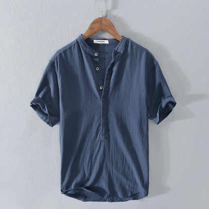 Ethan Men's Linen Shirt - Lightweight Breathable, Short Sleeve-3