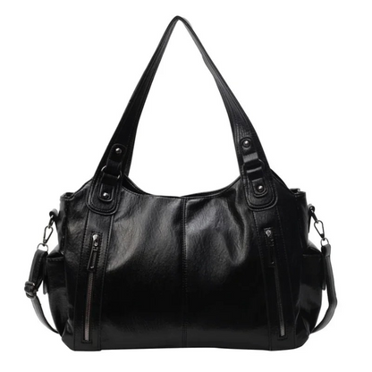Dames Leren Schoudertas Stijlvolle Zwarte Handtas