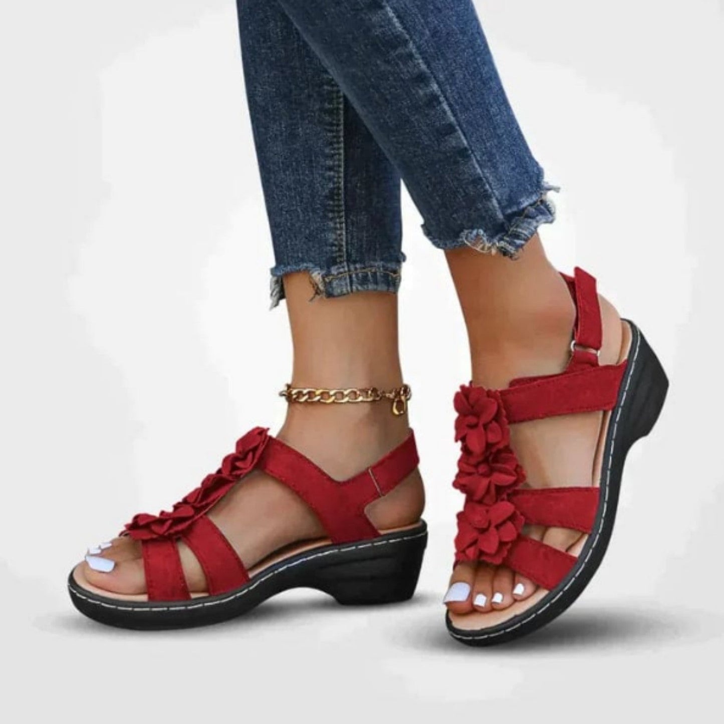 Zomer Sandalen met Bloem Decoratie Comfortabele Pasvorm - StudioMarella