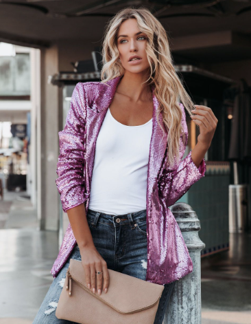 Paillette Glamour Dames Blazer | Lichtgewicht en Elegant 8
