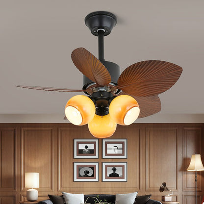 Plafondventilator met Verlichting — Tropisch Houten Design — Ø75cm — 6-Standen Bediening