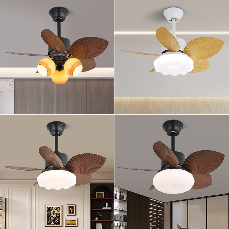 Plafondventilator met Verlichting — Tropisch Houten Design — Ø75cm — 6-Standen Bediening