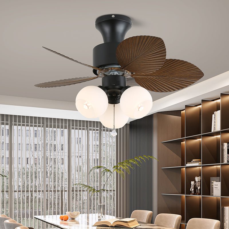 Tropische Plafondventilator met Glazen Verlichting – Ø 81cm – 6 Snelheden & Afstandsbediening