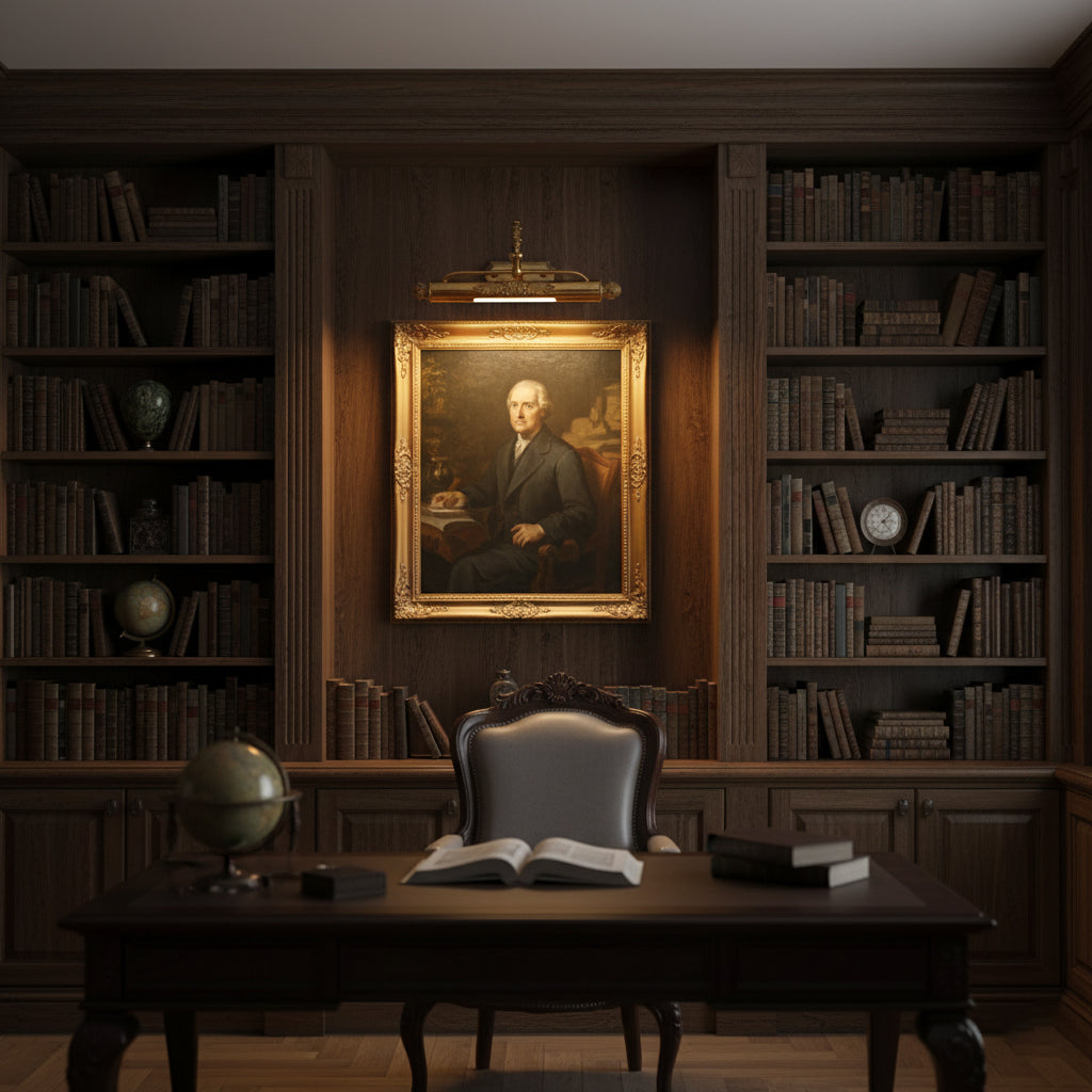 Messing Schilderij Wandlamp met Geïntegreerde Verlichting – Luxe Galerijverlichting in Antiek Messing