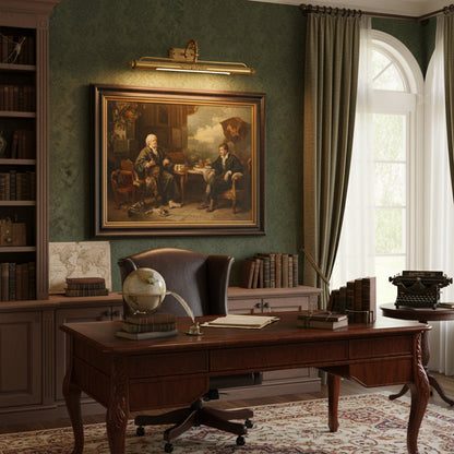 Messing Schilderij Wandlamp met Geïntegreerde Verlichting – Luxe Galerijverlichting in Antiek Messing