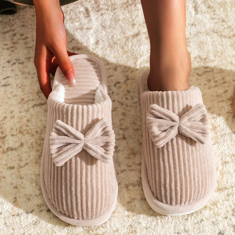 Elegante Pantoffels met strik en antislipzool