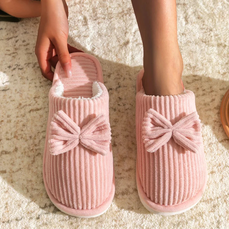 Elegante Pantoffels met strik en antislipzool