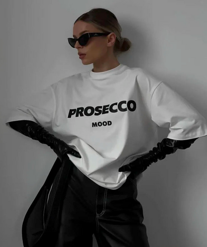 Oversize T-shirt met Prosecco Print