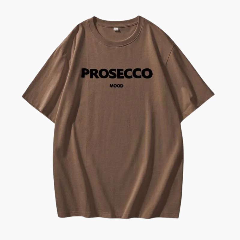 Oversize T-shirt met Prosecco Print Trendy Design