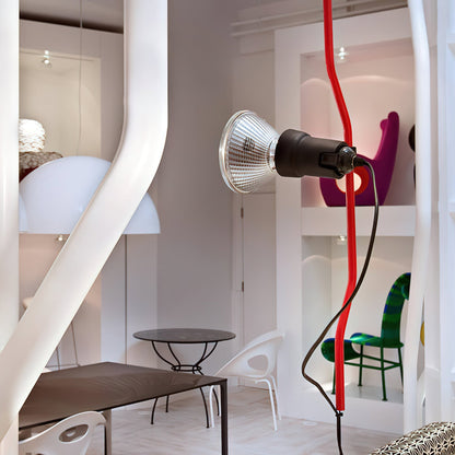 In Hoogte Verstelbare Hanglamp met Metalen Buiskap – Zwart/Wit/Rood