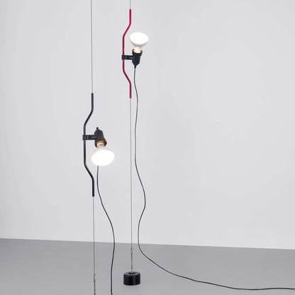 In Hoogte Verstelbare Hanglamp met Metalen Buiskap – Zwart/Wit/Rood