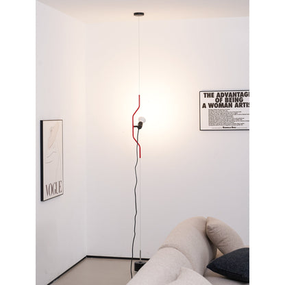 In Hoogte Verstelbare Hanglamp met Metalen Buiskap – Zwart/Wit/Rood
