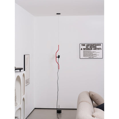 In Hoogte Verstelbare Hanglamp met Metalen Buiskap – Zwart/Wit/Rood