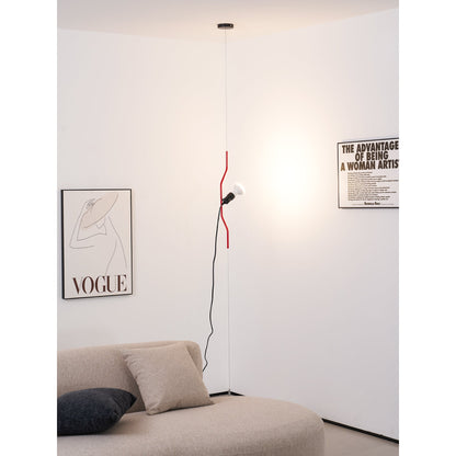 In Hoogte Verstelbare Hanglamp met Metalen Buiskap – Zwart/Wit/Rood